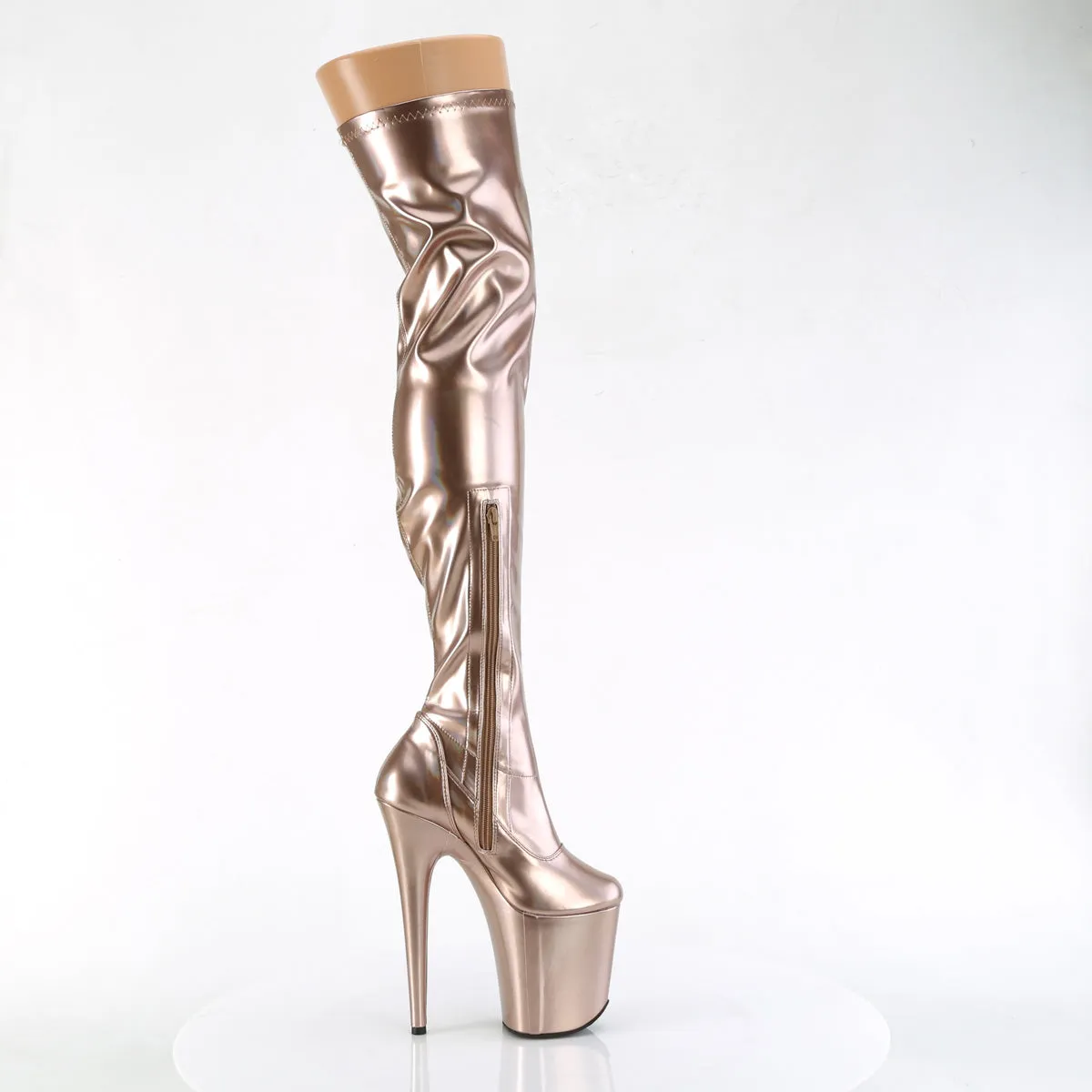 FLAMINGO-3000HWR Pleaser Rose Gold Glitter Sexy Platform Shoes (Pole Dancing Heels)