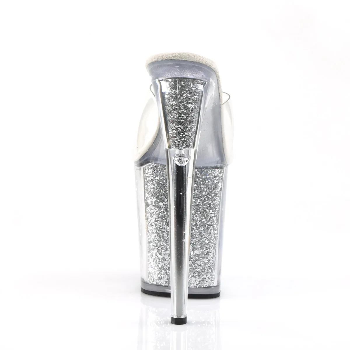 FLAMINGO-801G Pleaser Clear/Silver Multi Glitter Sexy Platform Shoes (Pole Dancing Heels)