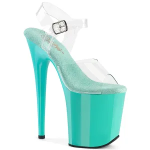 FLAMINGO-808 Pleaser Clear/Aqua Sexy Platform Shoes (Pole Dancing Heels)