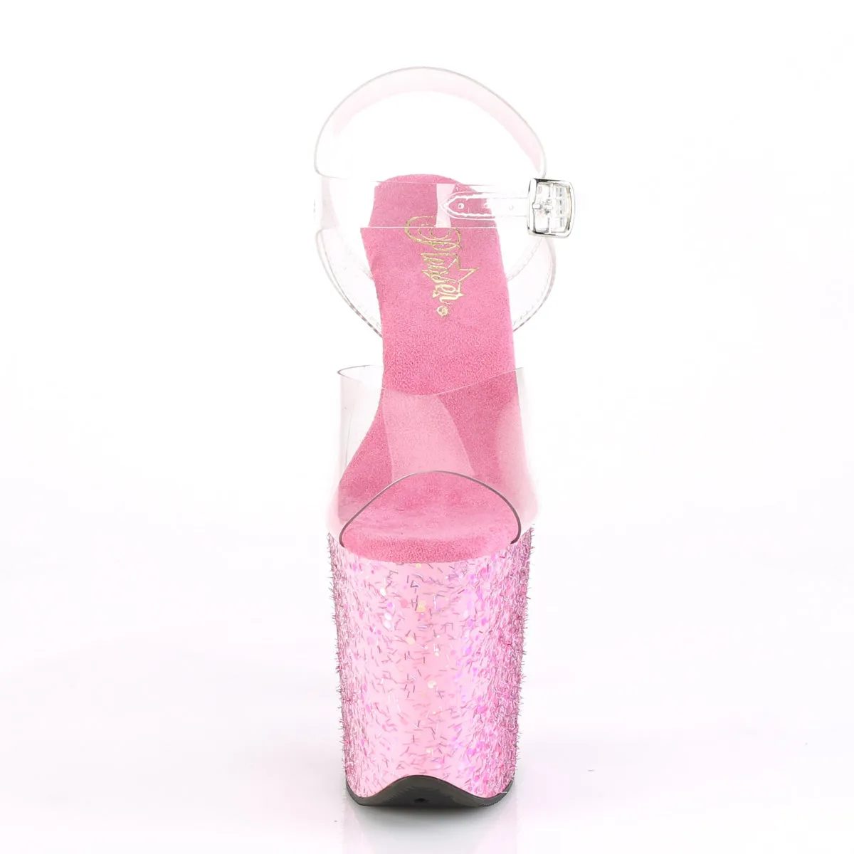 FLAMINGO-808CF Pleaser Clear/Pink Confetti Sexy Platform Shoes (Pole Dancing Heels)