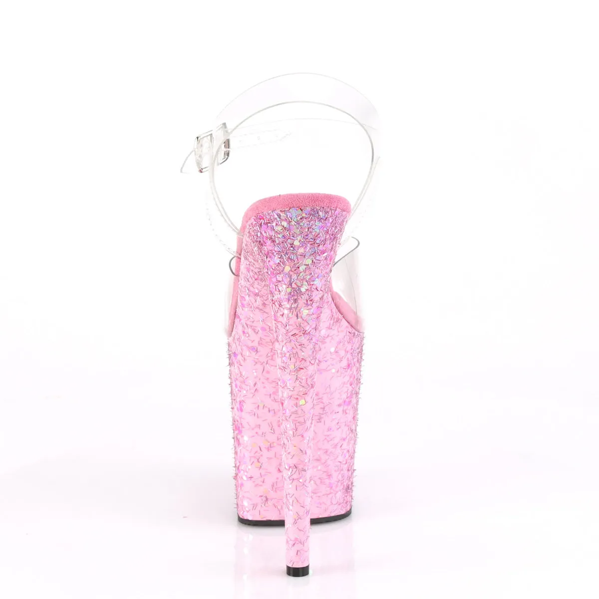 FLAMINGO-808CF Pleaser Clear/Pink Confetti Sexy Platform Shoes (Pole Dancing Heels)