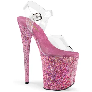 FLAMINGO-808CF Pleaser Clear/Pink Confetti Sexy Platform Shoes (Pole Dancing Heels)