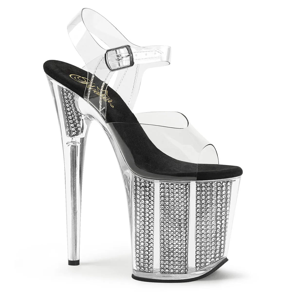 FLAMINGO-808SRS Pleaser Clear/Black Sexy Platform Shoes (Pole Dancing Heels)