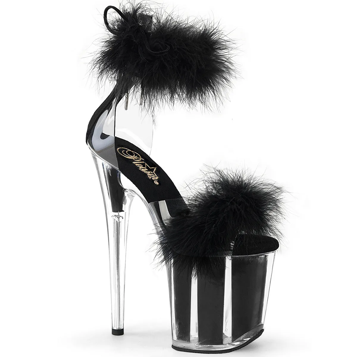 FLAMINGO-824F Pleaser Clear/Black Sexy Platform Shoes (Pole Dancing Heels)
