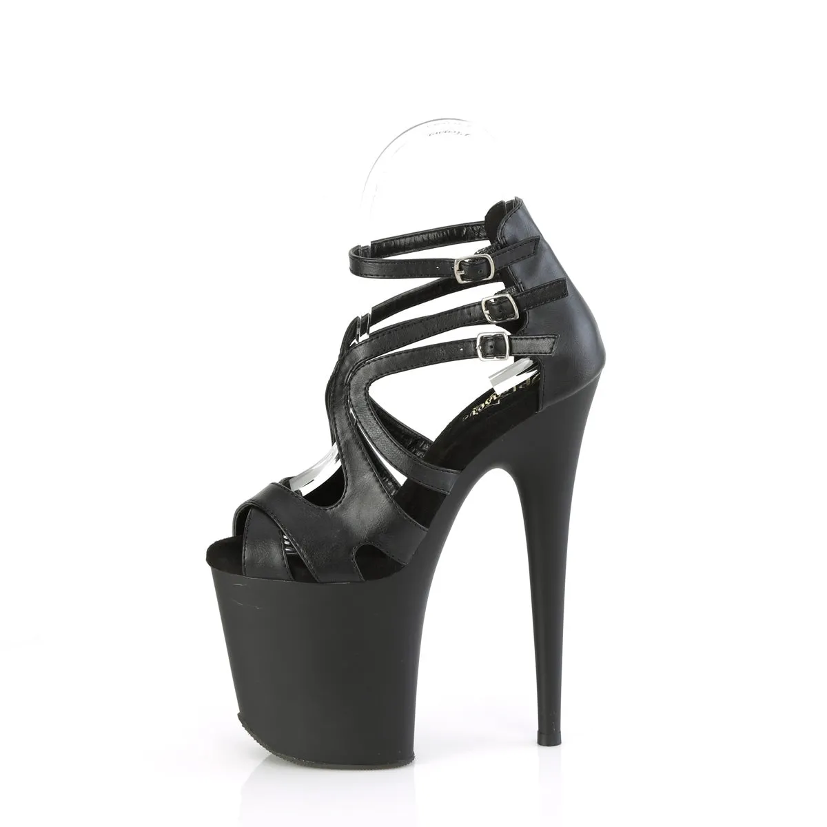 FLAMINGO-877 Pleaser Black Faux Leather Sexy Platform Shoes (Pole Dancing Heels)
