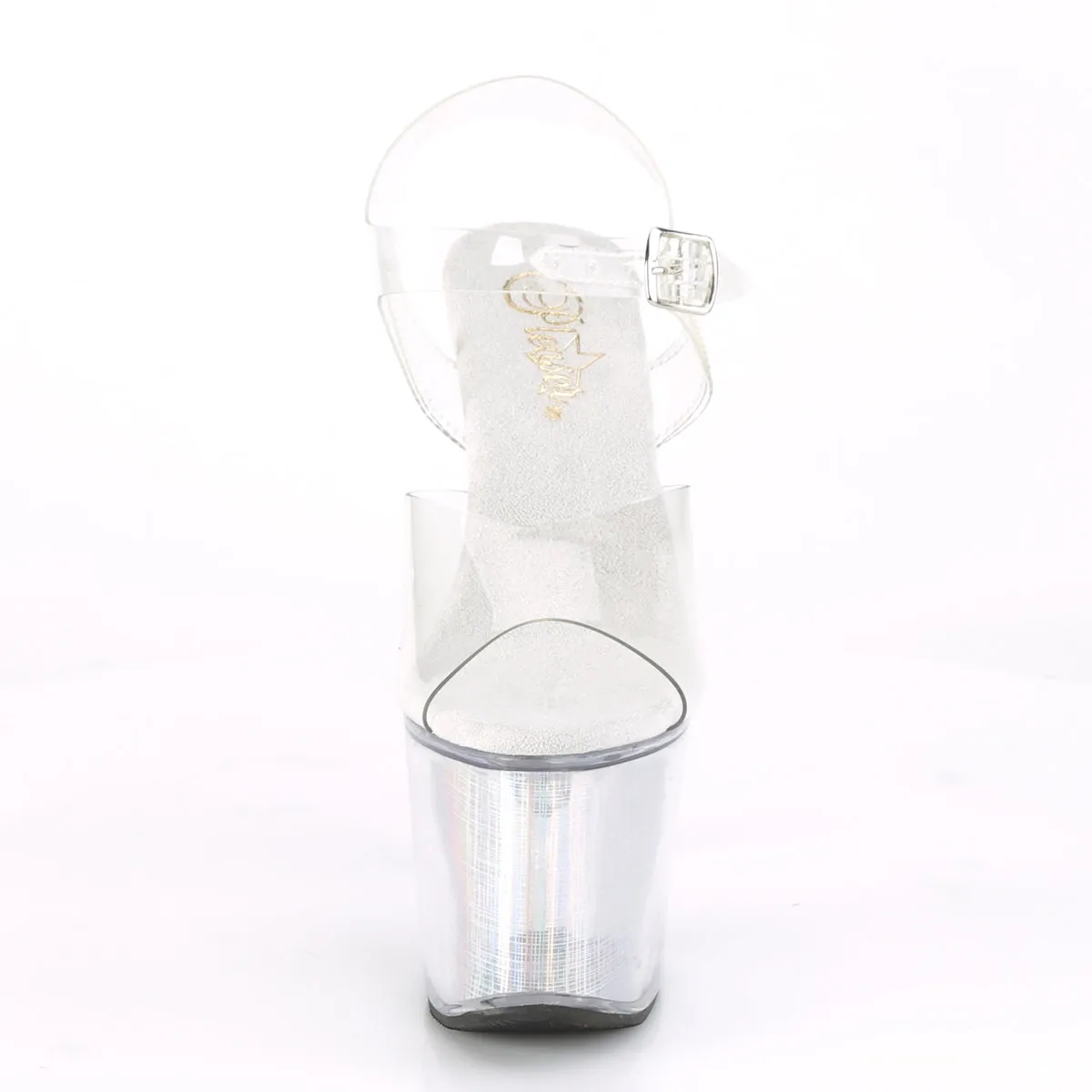 FLASHDANCE-708SCH Pleaser Clear/Silver Hologram Sexy Platform Shoes (Pole Dancing Heels)