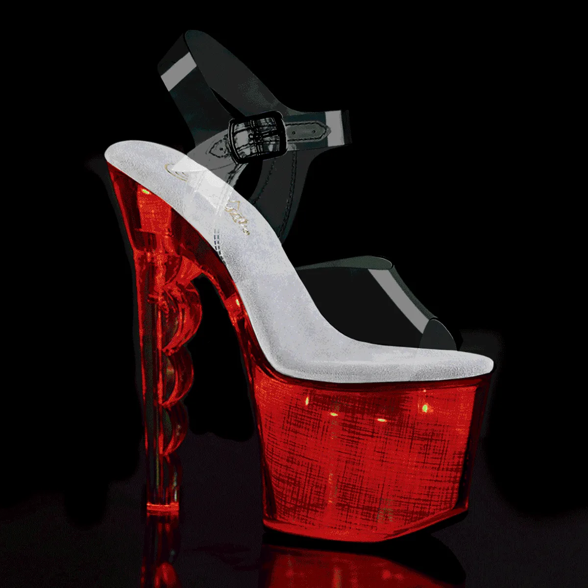 FLASHDANCE-708SCH Pleaser Clear/Silver Hologram Sexy Platform Shoes (Pole Dancing Heels)