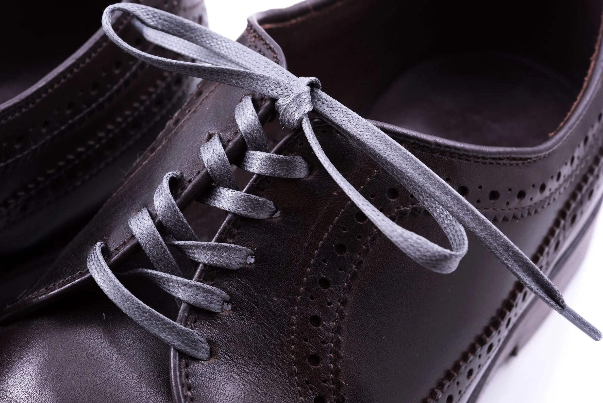 Flat Mid Gray Waxed Cotton Shoelaces
