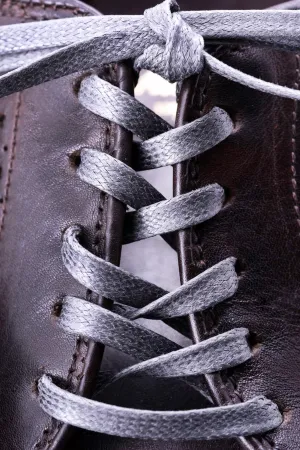 Flat Mid Gray Waxed Cotton Shoelaces