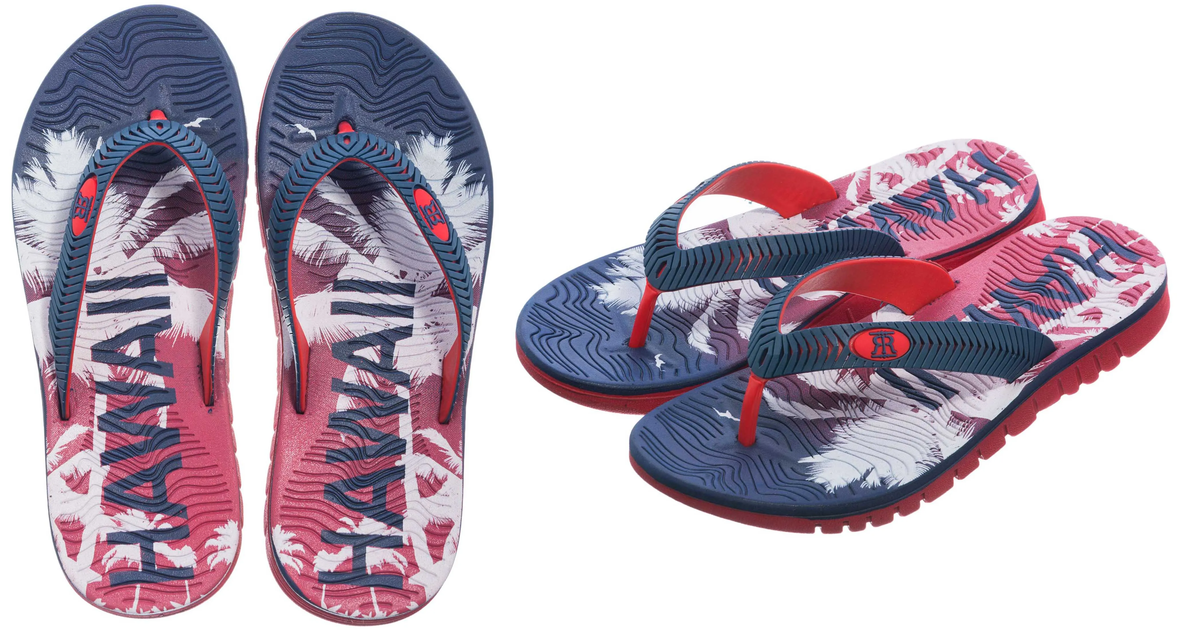 Flip into the ultimate laid-back luxury with Hawaii's men's flip flops - featuring a trendy palm tree design in 2 stylish shades.