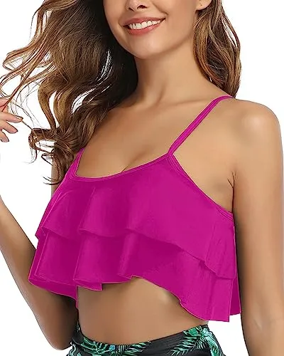 Flounce Swim Tops Falbala Swimsuit Tank Tops