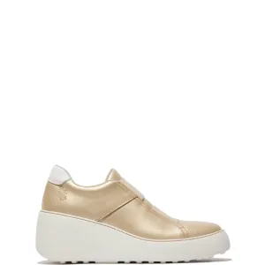 Fly Dito 581 Ladies Gold Leather Slip On Shoes