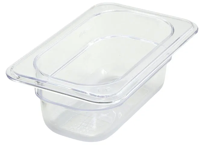Food Pan, Clear - 1/9 size x 4" deep -  Polycarbonate   NRE # 018900