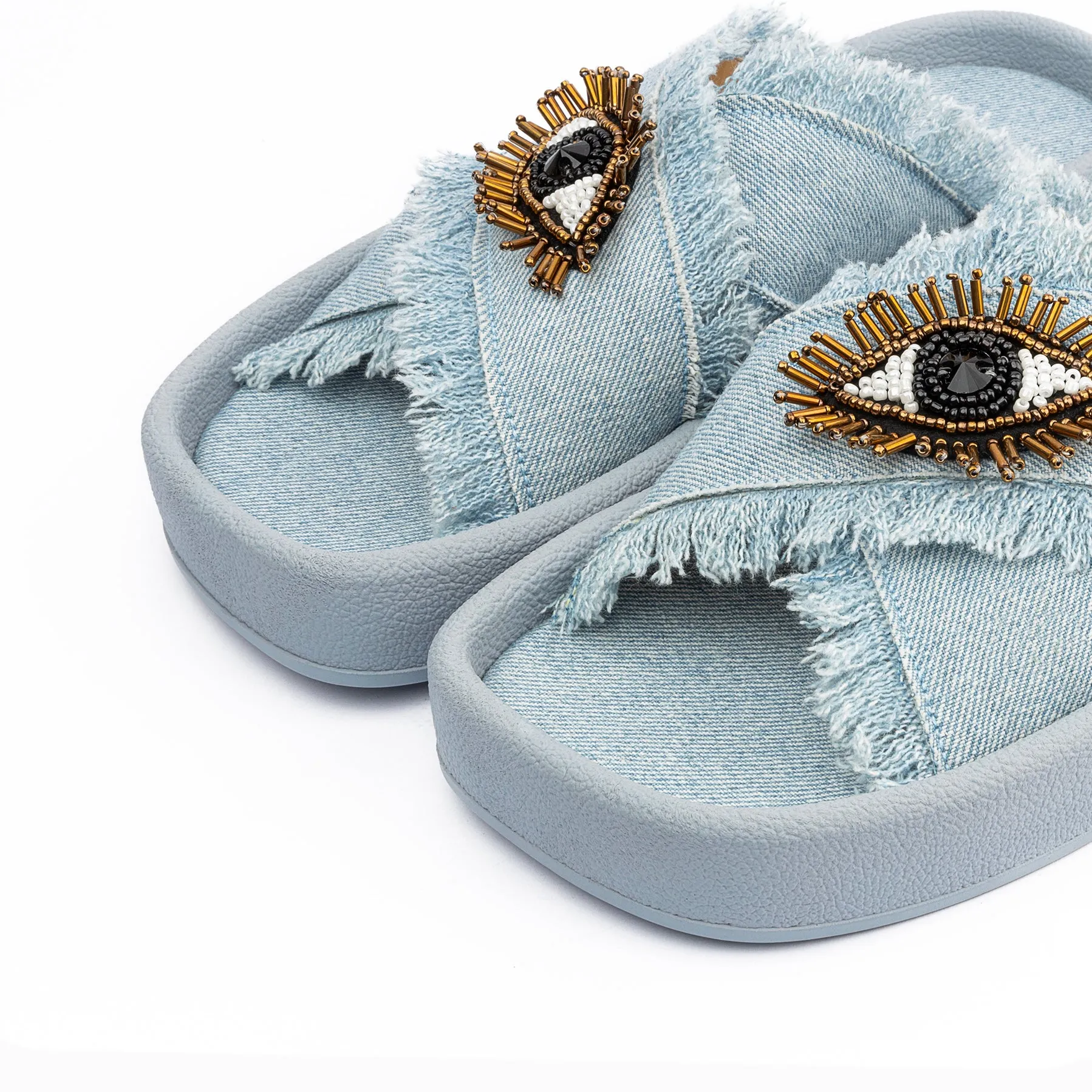 Frame Eye Criss Cross Slides - Baby Blue