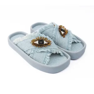 Frame Eye Criss Cross Slides - Baby Blue