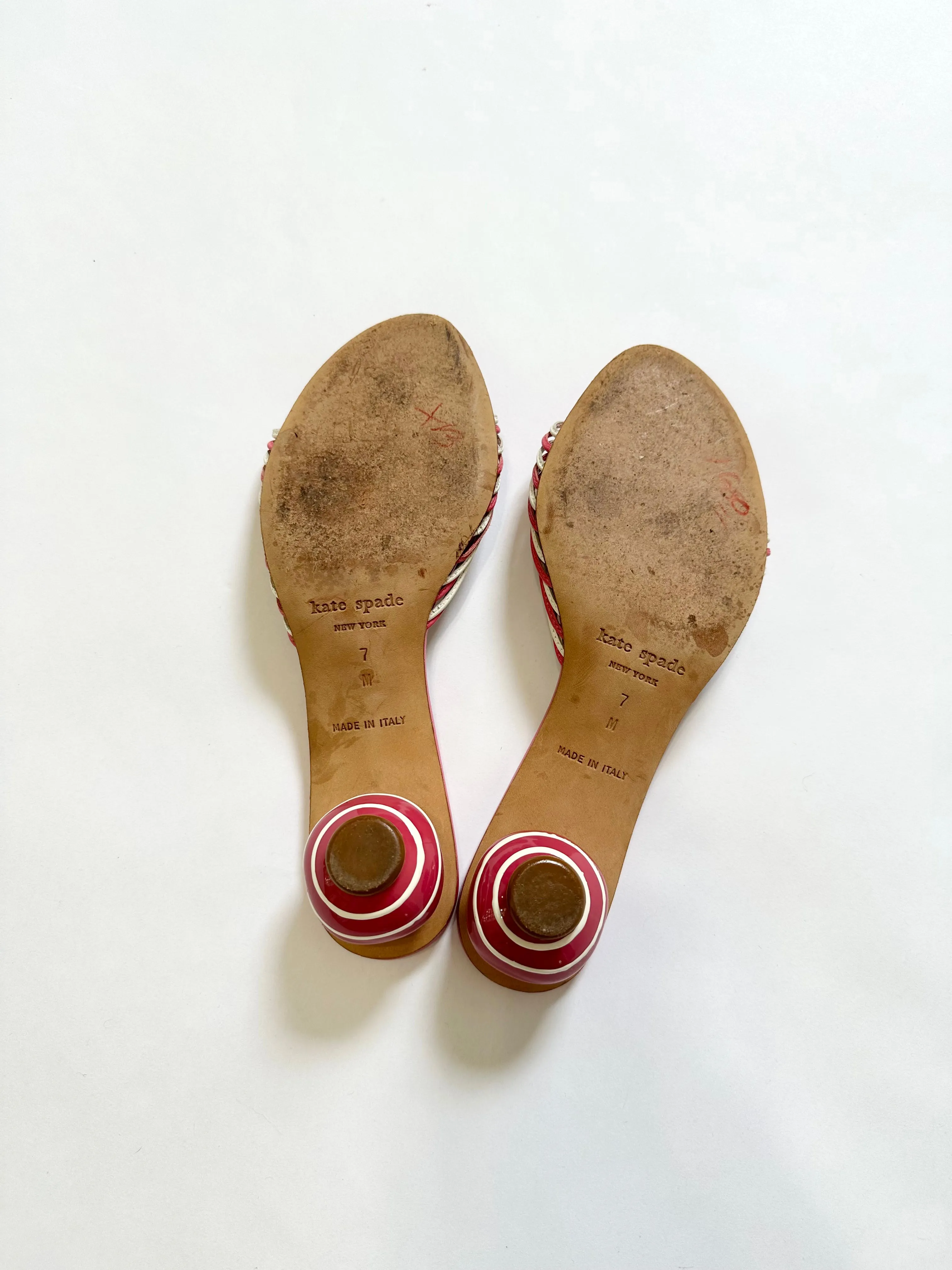 Fuchsia Pink Kate Spade Porcelain Ball Block Heels Mules (7)