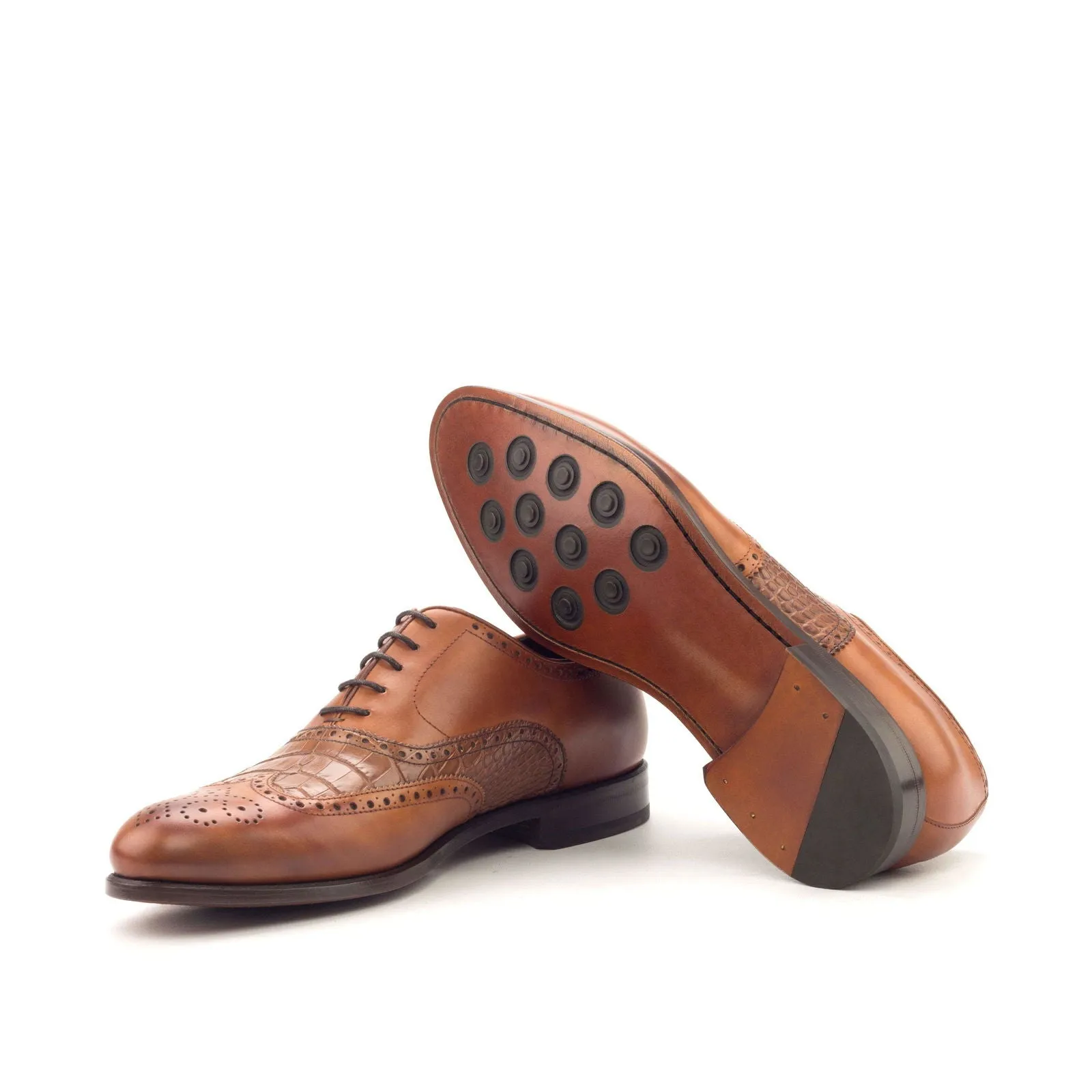 Full Brogue-Painted Croco, Painted Calf, Brown-Wholesale