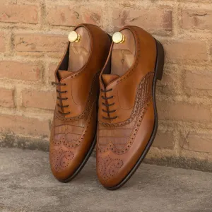 Full Brogue-Painted Croco, Painted Calf, Brown-Wholesale