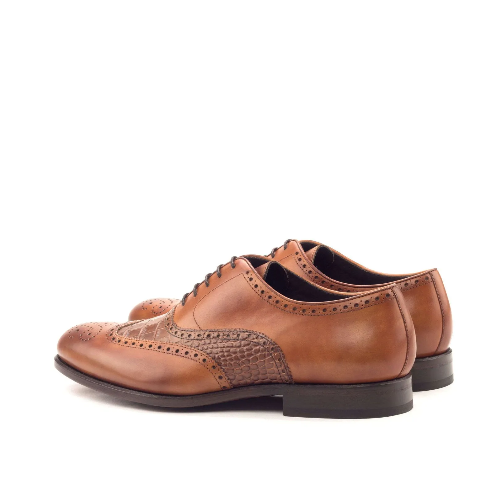 Full Brogue-Painted Croco, Painted Calf, Brown-Wholesale