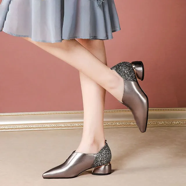 Funky Pointed Toe V-Neck Faux Leather Booty Shoes