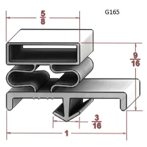 G165  37" x 80" OD , Door Gasket, 3 sided,  NRE # 301003