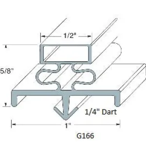 G166  19 1/4" x 29 1/2" OD , Door Gasket, 4 sided, Magnetic, Gray   NRE# 052860