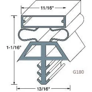 G180  33" x 80" OD , Door Gasket,  3 sided gasket , magnetic ,NRE # 302505