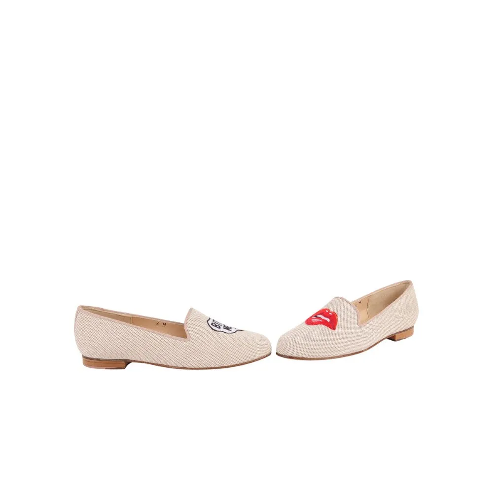 Gatsby Bite me Natural Linen Jon Josef Loafer Flat