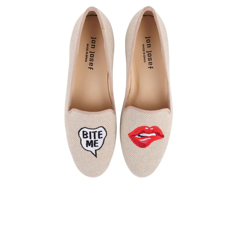 Gatsby Bite me Natural Linen Jon Josef Loafer Flat