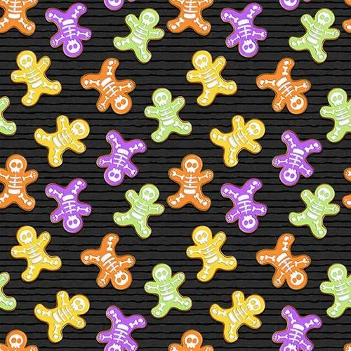 Gingerbread Skeletons on Black Background Glow In the Dark