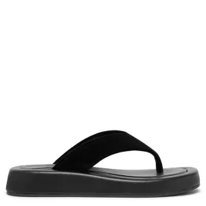 Ginza black velvet flip flops