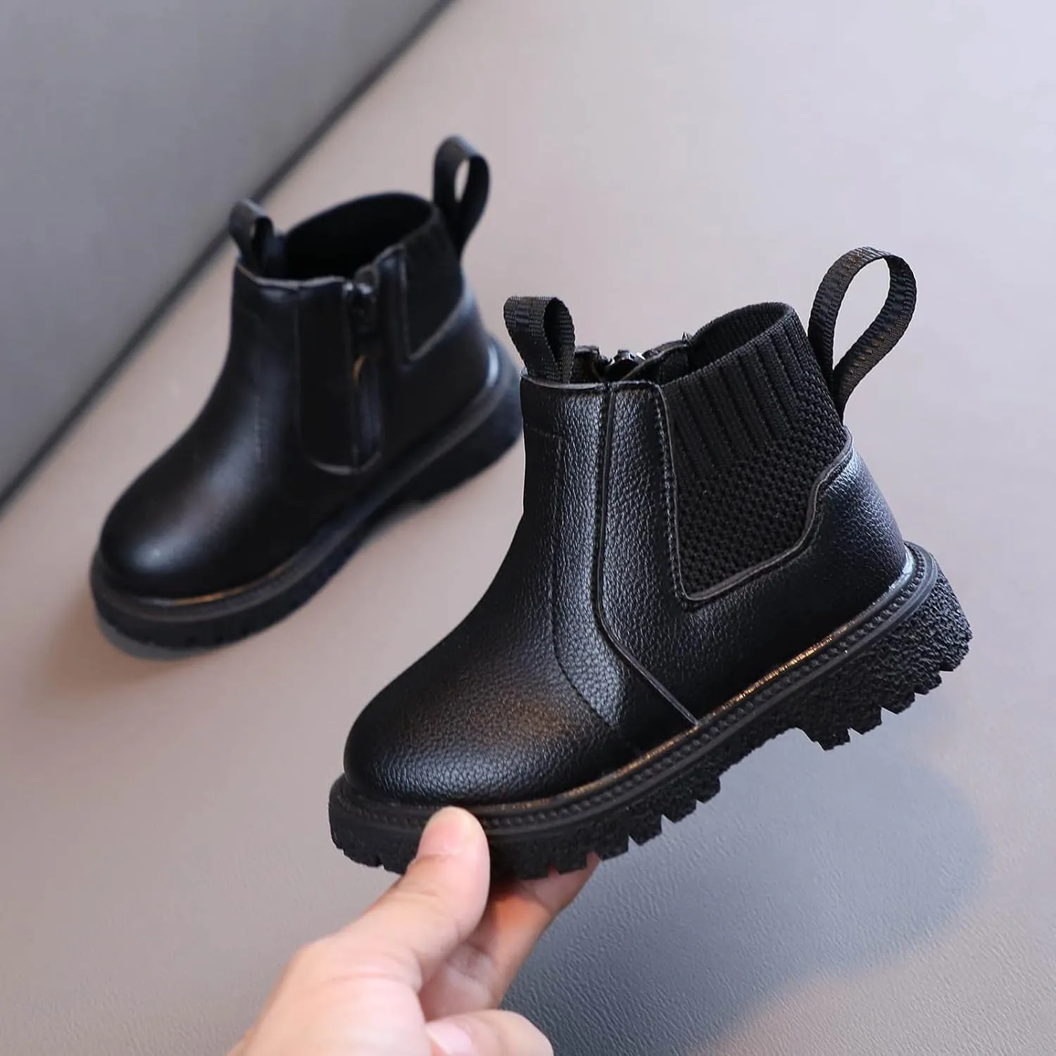 Girls Boys Children Ankle Boots Kids Low Heel Booties Fashion Side Zipper Short Flat Shoes Kids Heels