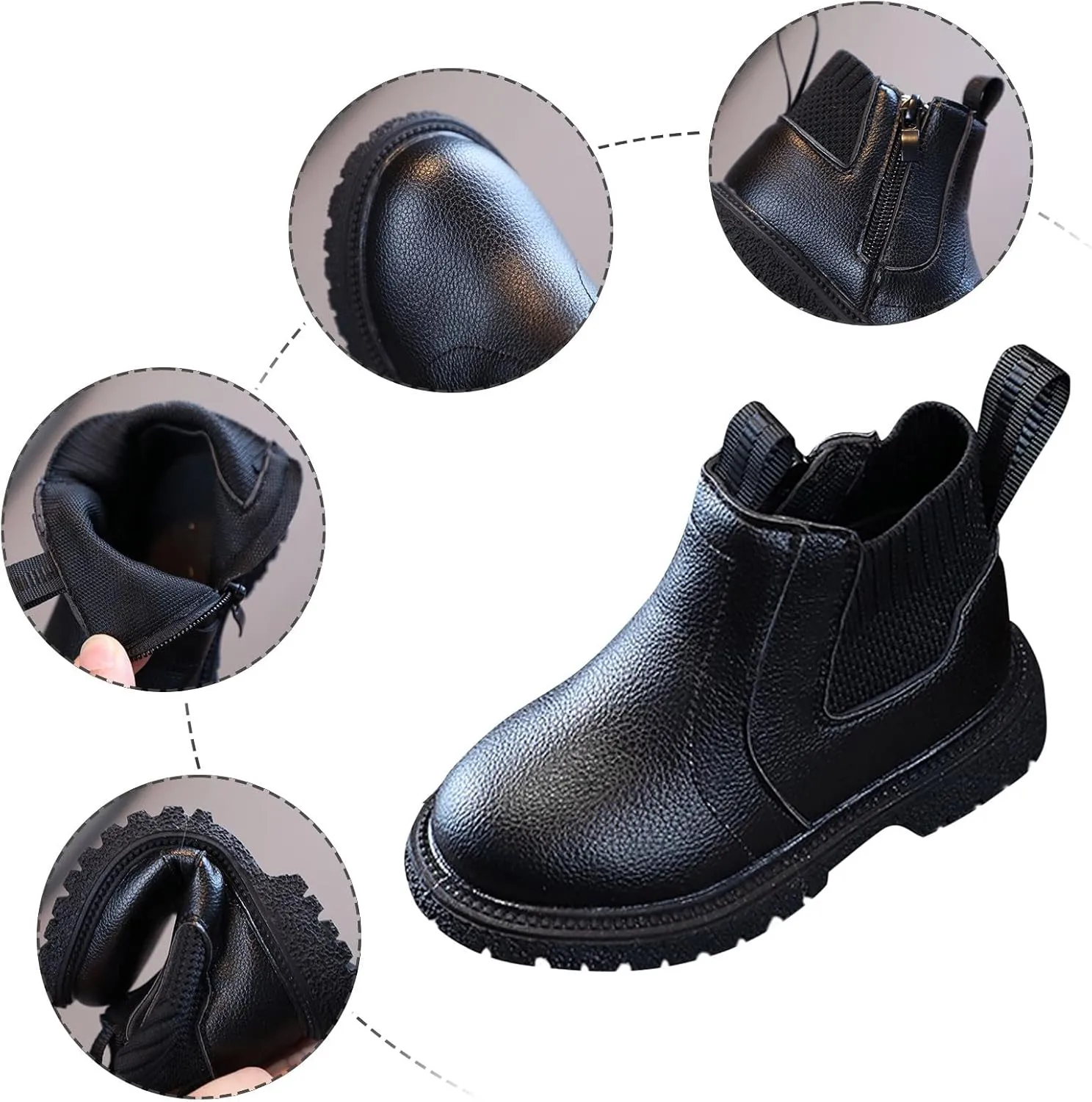 Girls Boys Children Ankle Boots Kids Low Heel Booties Fashion Side Zipper Short Flat Shoes Kids Heels