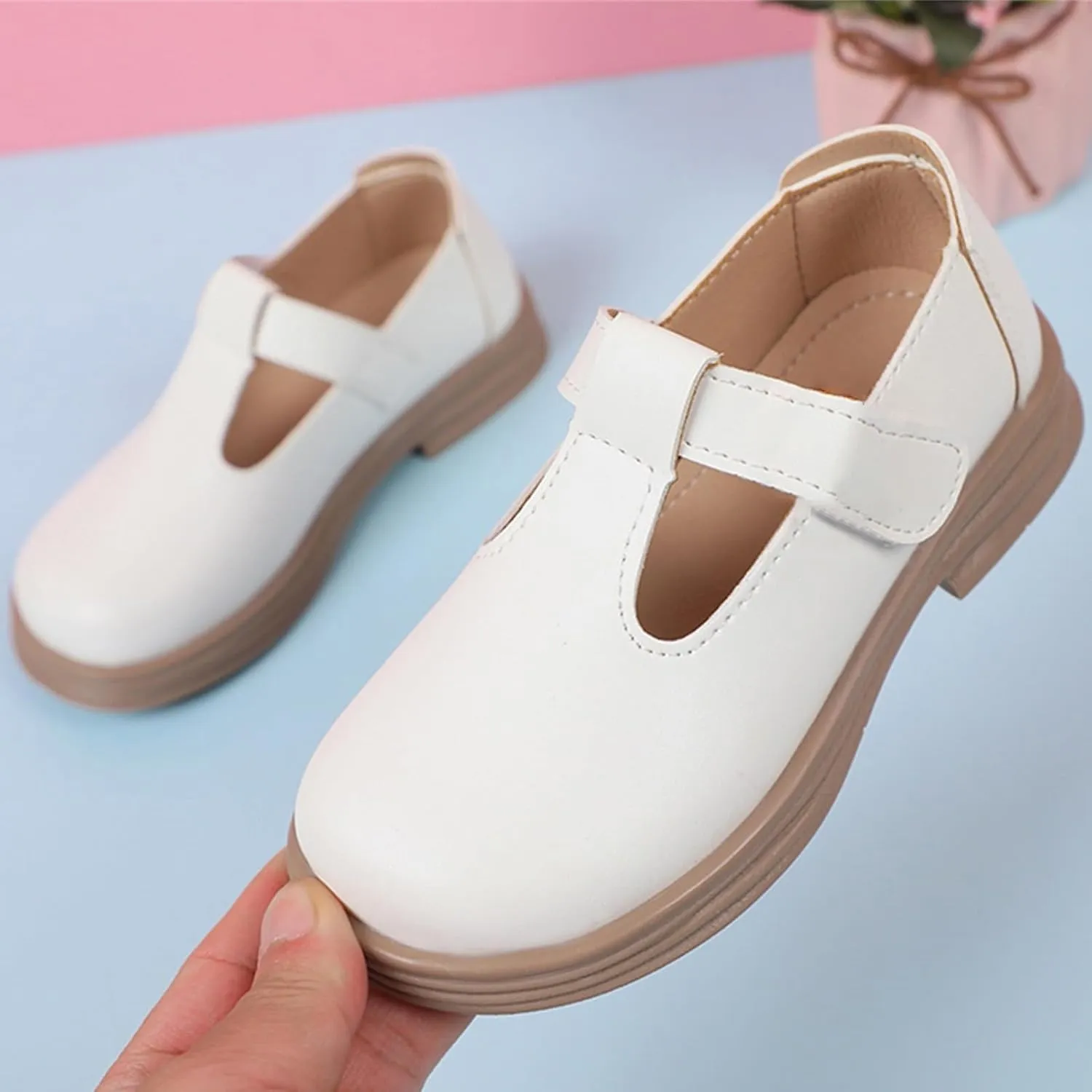 Girls Chunky Heel Mary Jane Dress Shoes School 𝗨niform T-Strap Ballet Flat𝘀 Toddler Sneaker Girls 12 Size Toddler