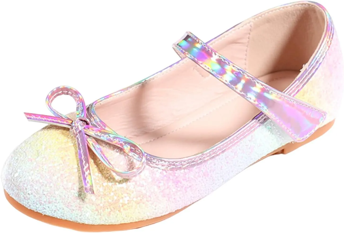 Girls Dress Shoes Glitter Shoe Flower Mary Jane Low Heels Party Wedding Prom Footwear for Toddler Kids