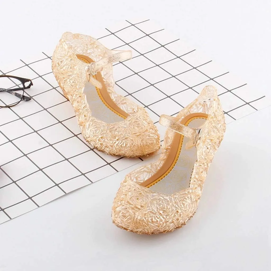 Girls Jelly Sandals Cosplay Dress Up Mary Jane Flats Heels Dance Party Birthday Single Shoes for Girls School Shoes