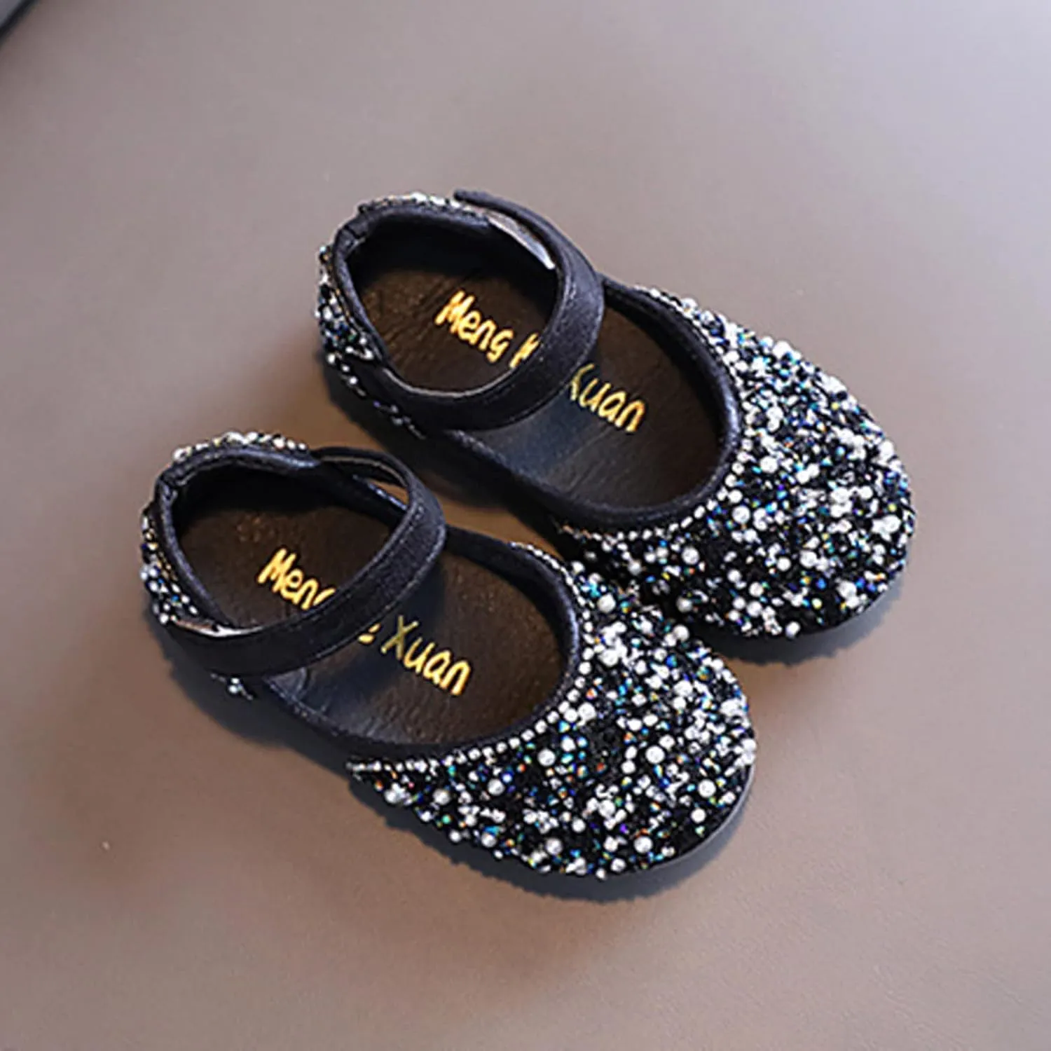 Girls Low Heels Sparkly Princess Shoes Glitter Toddler Flat𝐬 Christmas Flower Girls Dress Shoes for Little/Big Kids