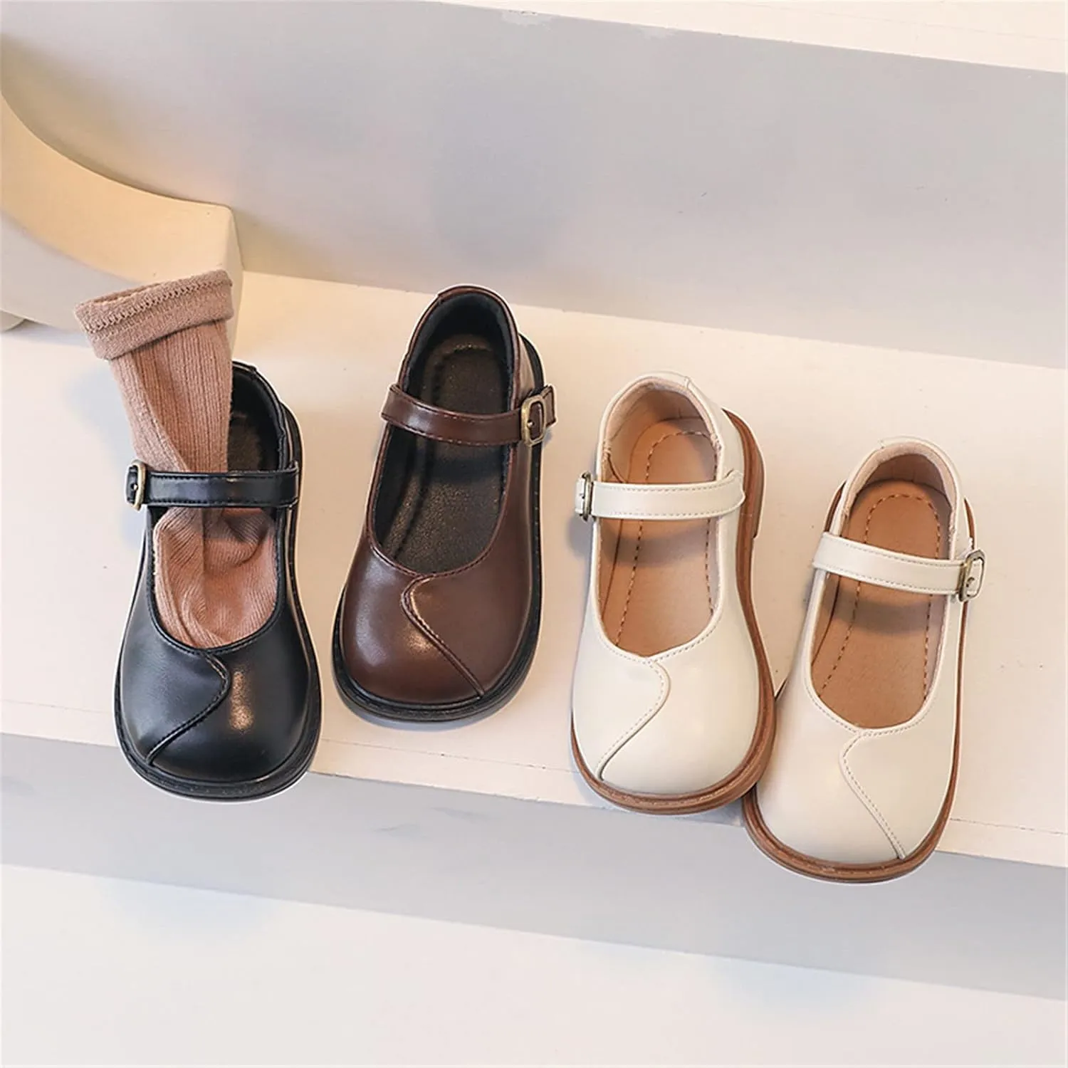 Girls Mary Jane Shoes for Wedding Party Flower Girl School Dress Shoes Low Heel Flats for Big Kids