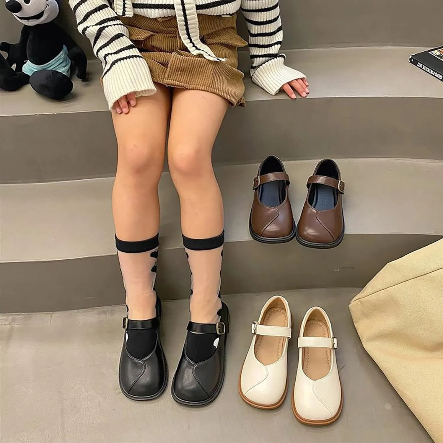 Girls Mary Jane Shoes for Wedding Party Flower Girl School Dress Shoes Low Heel Flats for Big Kids