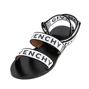 Givenchy Black & White Logo Canvas Gladiator Sandals Size US 38.5 | EU 38.5