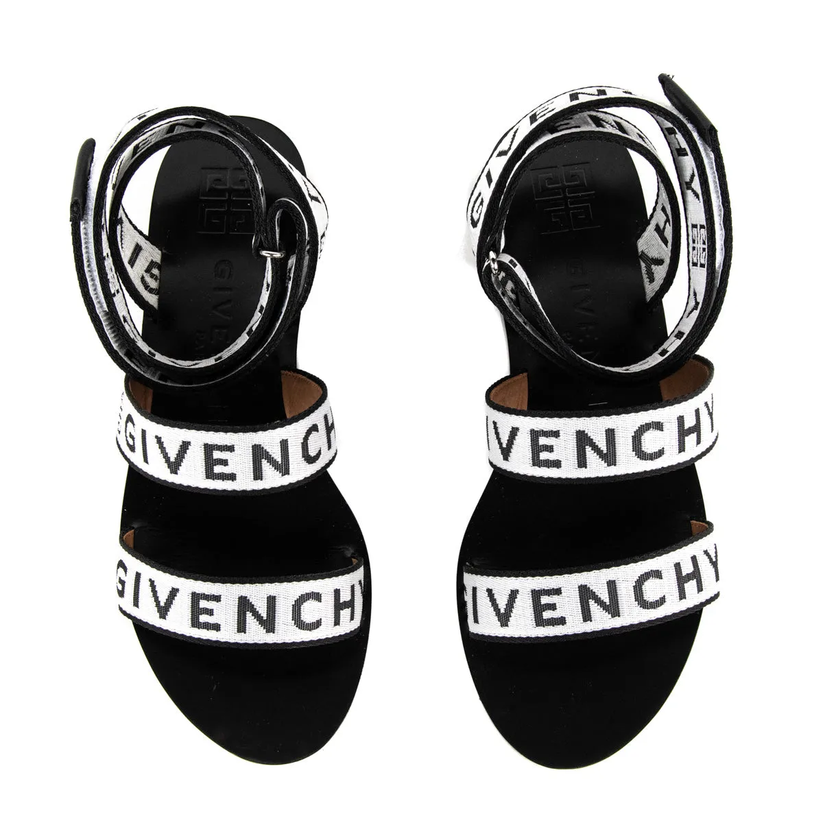 Givenchy Black & White Logo Canvas Gladiator Sandals Size US 38.5 | EU 38.5