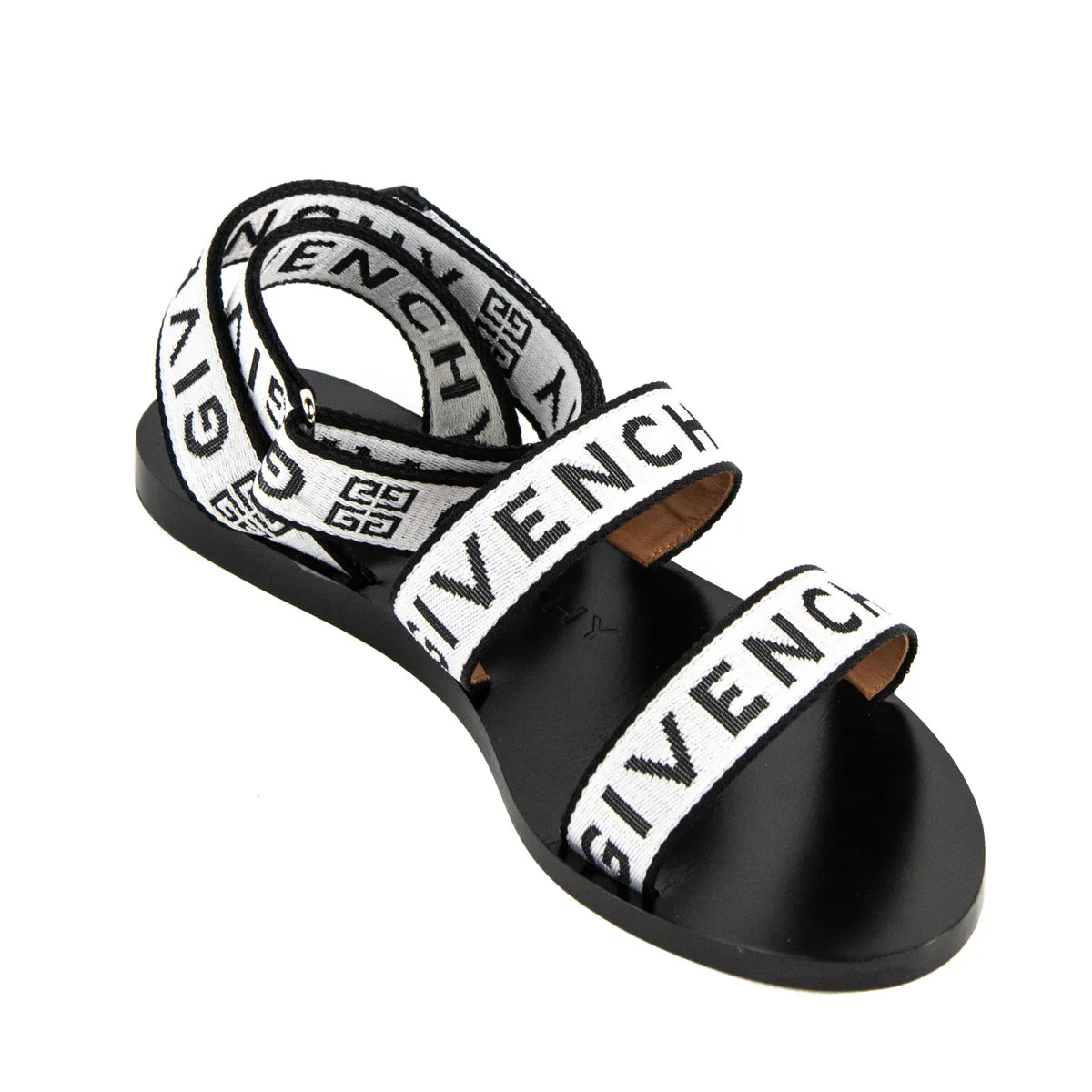 Givenchy Black & White Logo Canvas Gladiator Sandals Size US 38.5 | EU 38.5