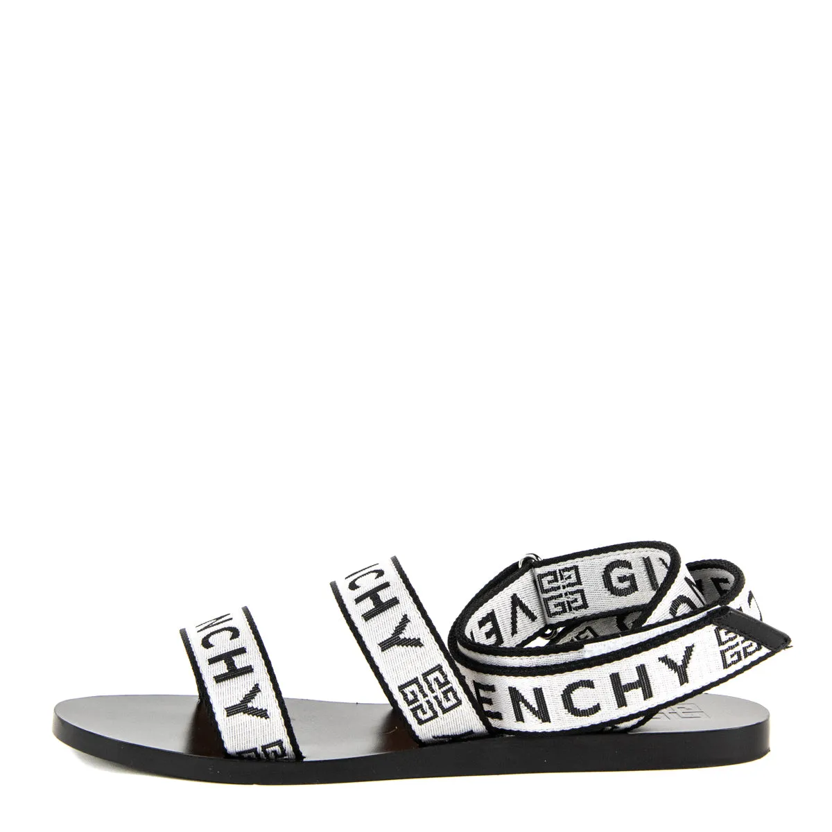 Givenchy Black & White Logo Canvas Gladiator Sandals Size US 38.5 | EU 38.5