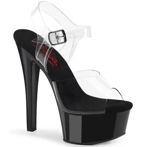 GLEAM-608 Pleaser Clear/Black Sexy Platform Shoes (Pole Dancing Heels)