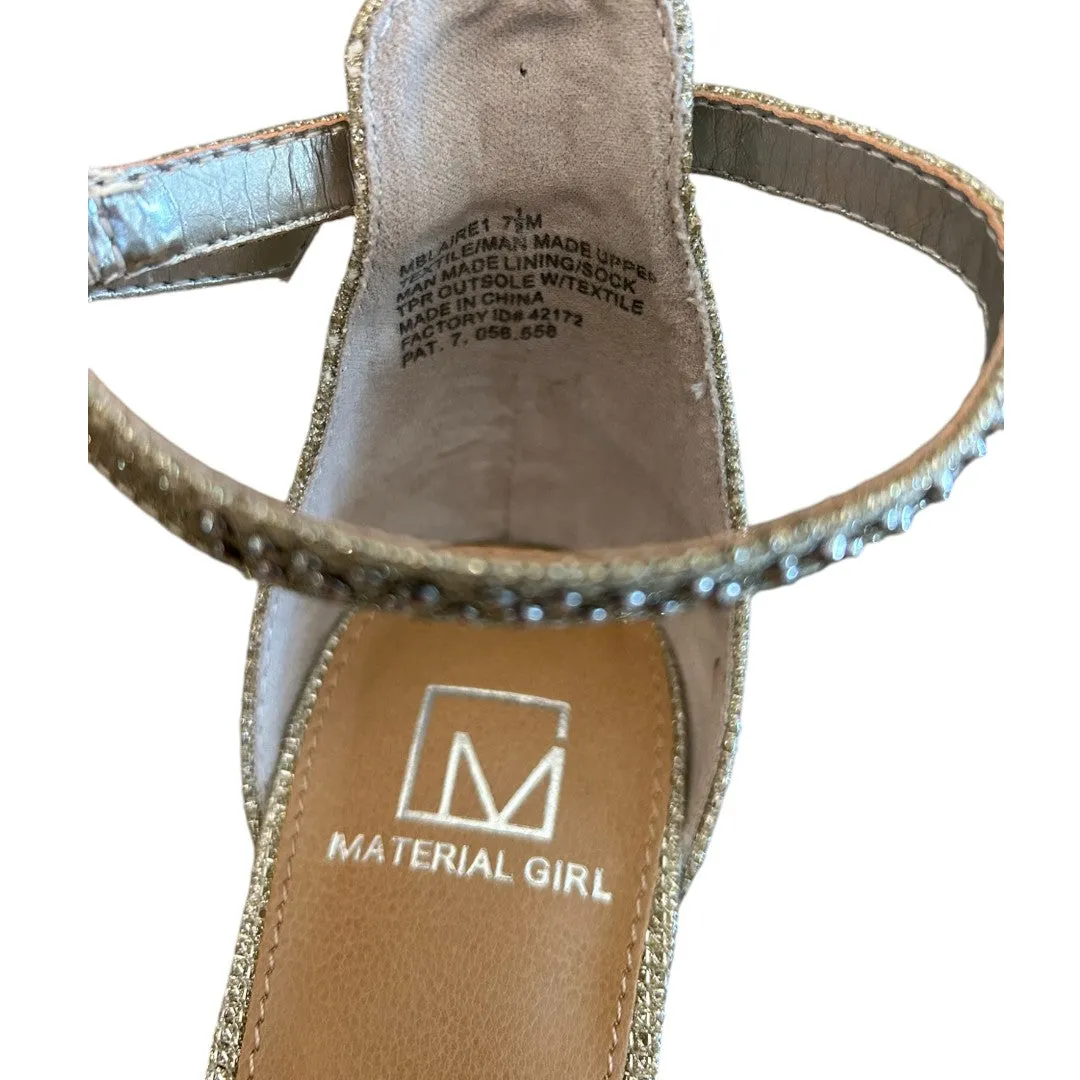 Glittery Ankle Strap Sandals Rhinestone Embellished Heels 7.5