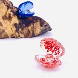 Glow in The Dark Pearl in Glass Shell Paperweight 10, Red