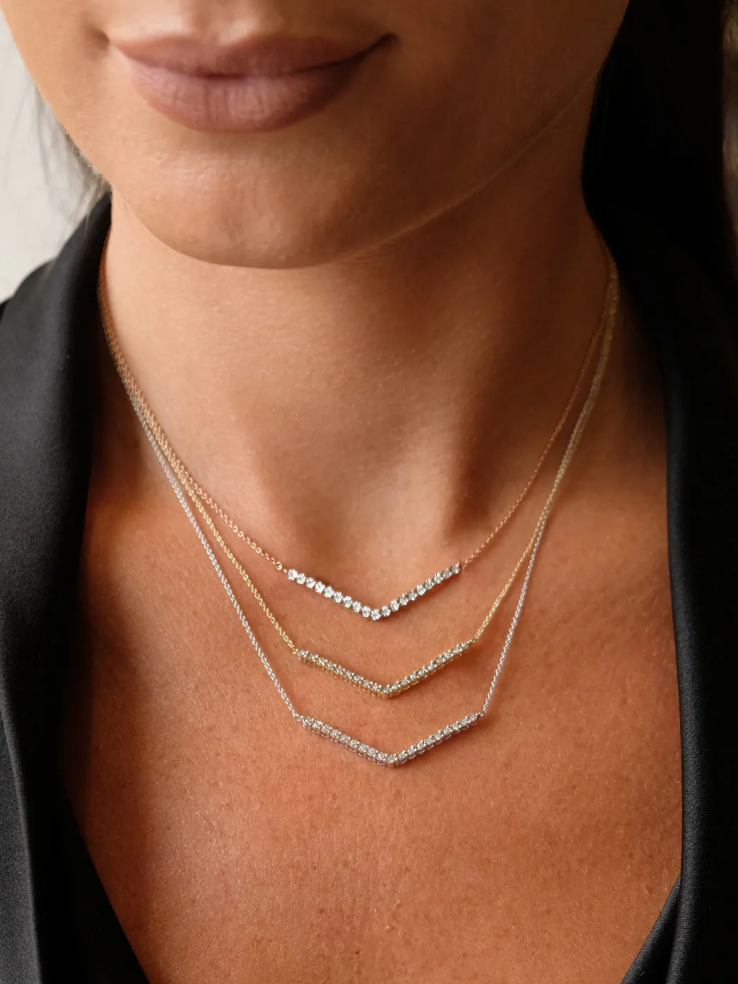 Gold and Diamond V Necklace