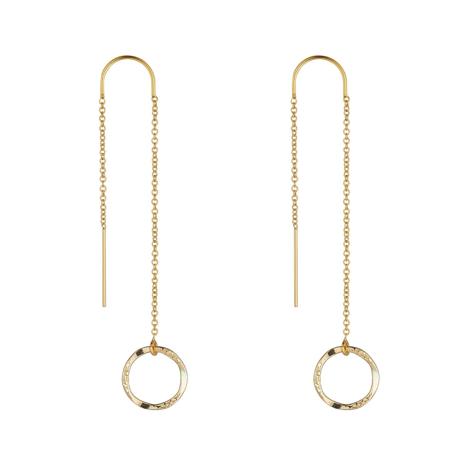 Gold Filled Molten Mini Circle Threader Earrings