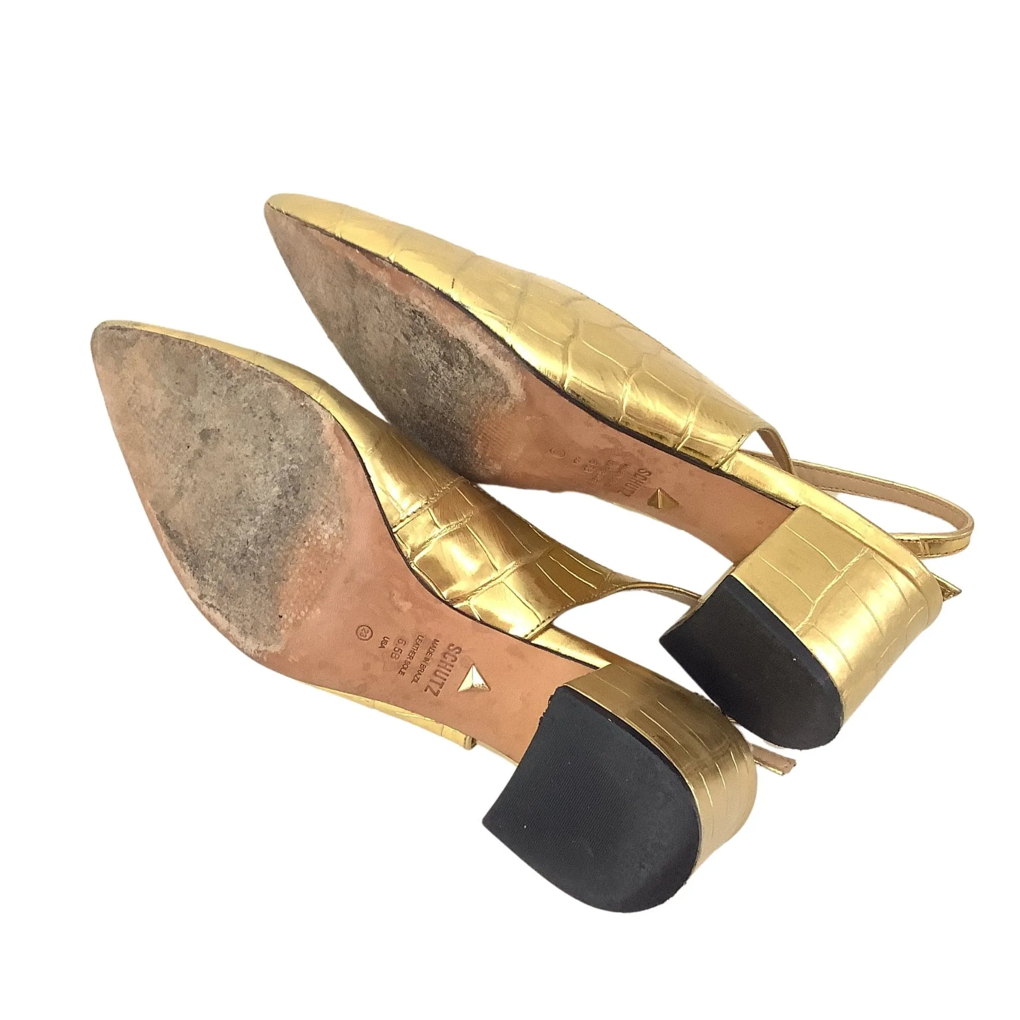 Gold Pointed Toe Heels