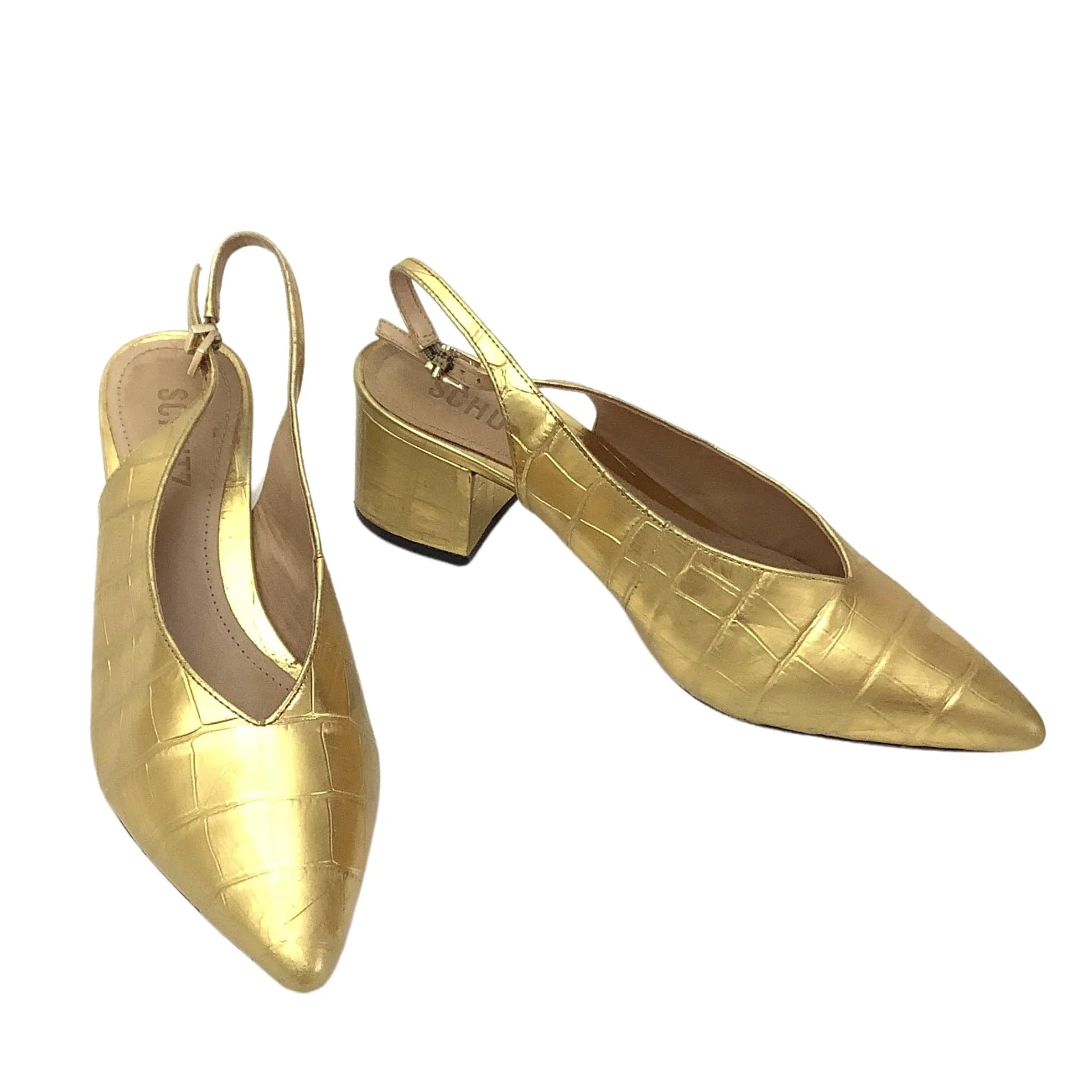 Gold Pointed Toe Heels